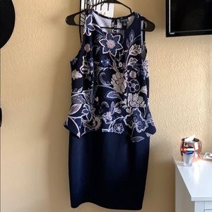 Blue floral fitted professional dress
